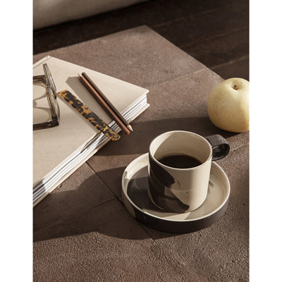 Ferm Living Inlay Contrast-print Stoneware Cup And Saucer