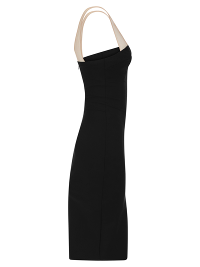 Shop Elisabetta Franchi Sheath Dress With Sweetheart Neckline And Slit In Black
