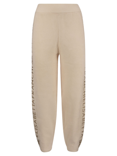Elisabetta Franchi Logo Chenille Jogger Trousers In Beige | ModeSens