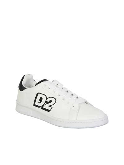 Dsquared2 Low Lace-up Sneakers With Printed Logo In White