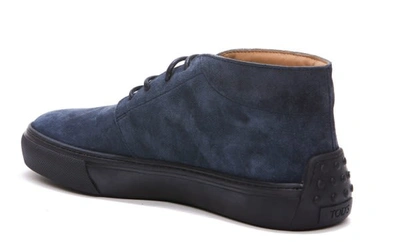 Shop Tod's Ankle Boot In Suede Leather In Blu