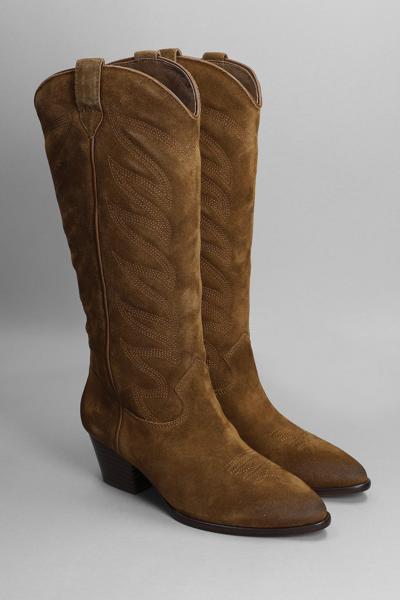 Shop Ash Heaven Texan Boots In Brown Suede