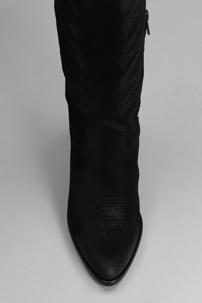 Shop Ash Heaven Texan Boots In Black Suede