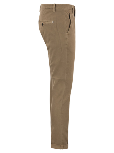 Shop Dondup Gaubert - Slim-fit Gabardine Trousers In Tobacco