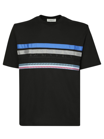 Shop Lanvin T-shirt With Logo And Graphic Print In Black