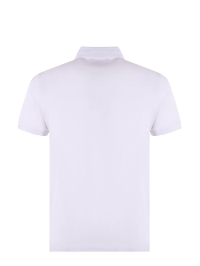 Shop Emporio Armani Logo Printed Short Sleeved Polo Shirt In Bianco