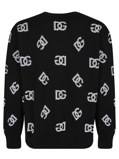 Shop Dolce & Gabbana Dg Jacquard Monogram Sweater In Black