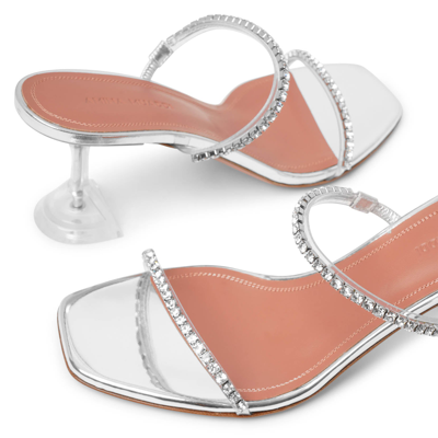 Shop Amina Muaddi Gilda Embellished Transparent Pvc Sandals