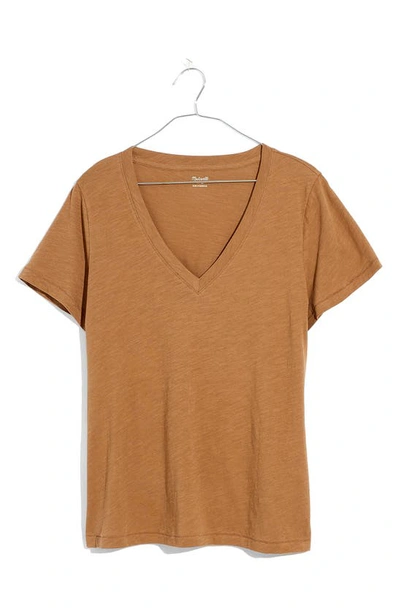 Shop Madewell Whisper Cotton V-neck T-shirt In Kraft Brown