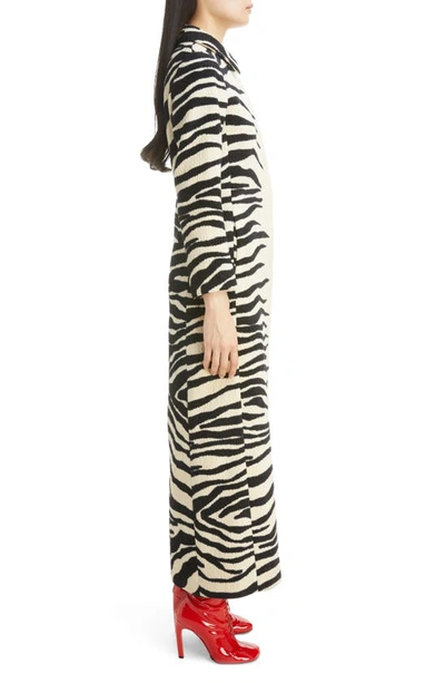Shop Dries Van Noten Rilke Zebra Stripe Overcoat In Ecru