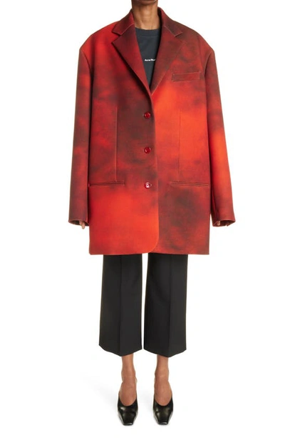 Shop Acne Studios Jalene Sponge Print Oversize Alpaca Blend Coat In Red