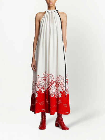 Shop Proenza Schouler Halterneck Floral-print Maxi Dress In Weiss
