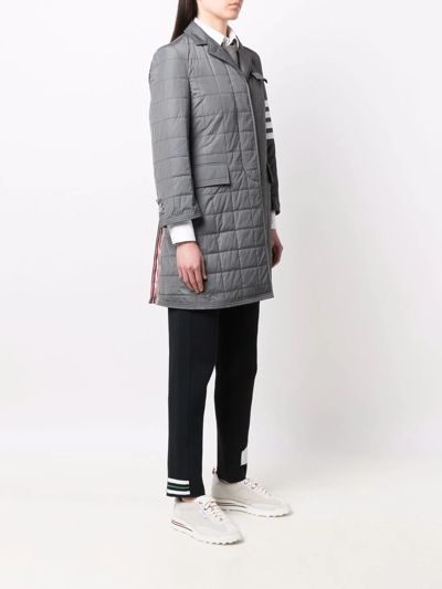 Shop Thom Browne Quilted Chesterfield Coat In Grey