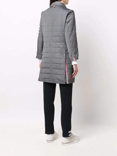 Shop Thom Browne Quilted Chesterfield Coat In Grey