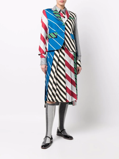 Thom Browne Multi Stripe-print Blazer In Neutrals