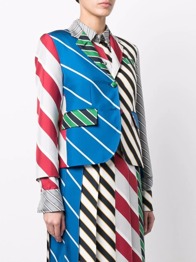 Thom Browne Multi Stripe-print Blazer In Neutrals