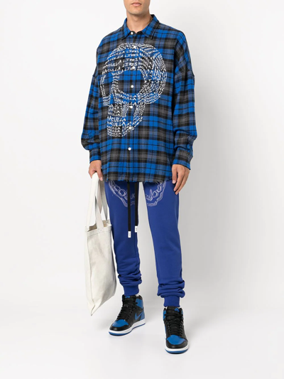 Shop Haculla Check-print Skull Shirt In Blue