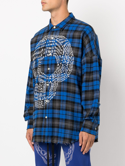 Shop Haculla Check-print Skull Shirt In Blue