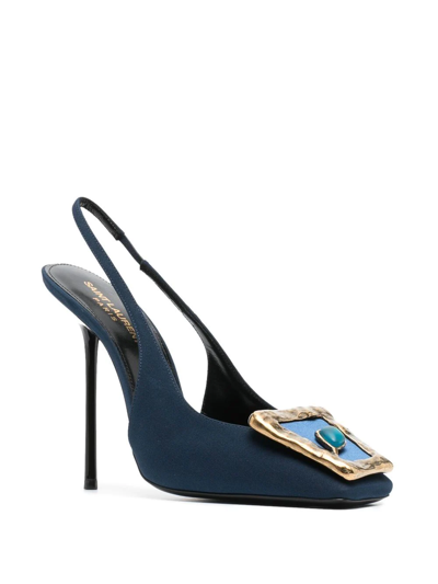 Saint Laurent Maxine 115mm Slingback Pumps In Blau