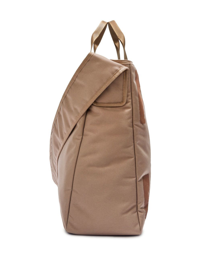 Shop Off-white Arrows-logo Zipped Tote Bag In Braun
