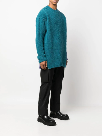 Off-white Funky Chunky Longline Wool & Alpaca Crewneck Sweater In Blau