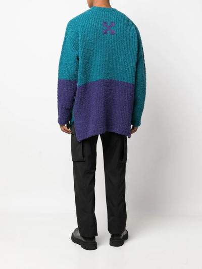 Off-white Funky Chunky Longline Wool & Alpaca Crewneck Sweater In Blau