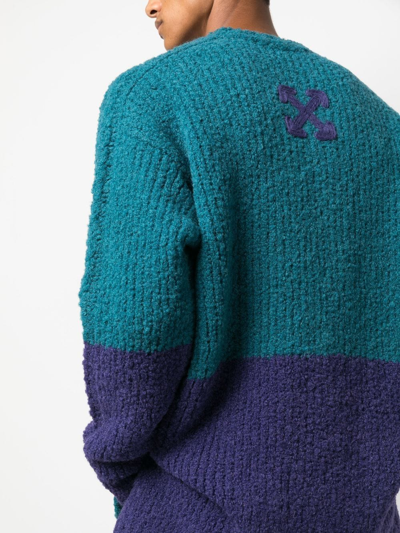 Off-white Funky Chunky Longline Wool & Alpaca Crewneck Sweater In Blau
