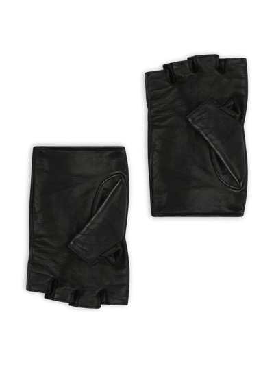 Shop Dolce & Gabbana Embellished Fingerless Leather Gloves In Schwarz