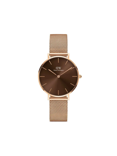 Shop Daniel Wellington Petite Amber 32mm Watch In Braun