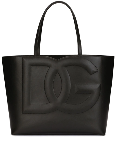 Shop Dolce & Gabbana Medium Dg Logo Tote Bag In Black