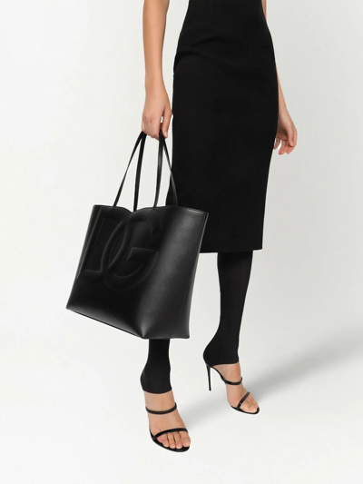 Shop Dolce & Gabbana Medium Dg Logo Tote Bag In Black