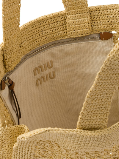 Shop Miu Miu Logo Top-handle Tote In Nude