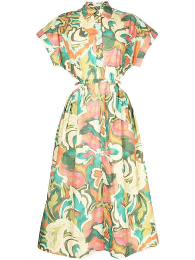 Shop Rebecca Vallance Cut-out Detail Midi Dress In Green