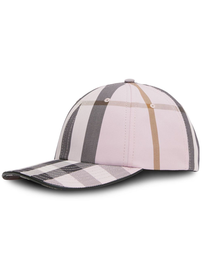 Shop Burberry Checked Baseball Cap In Pink