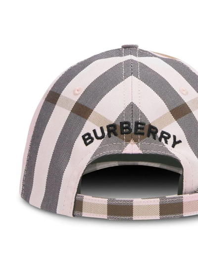Shop Burberry Checked Baseball Cap In Pink