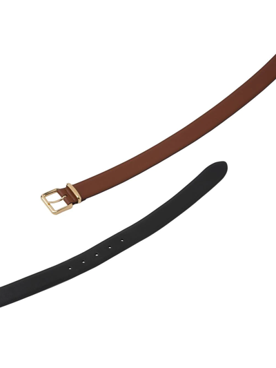 Shop Miu Miu Logo Buckle Belt In Braun