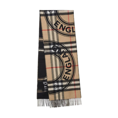 Shop Burberry Montage-print Cashmere Scarf In Nude