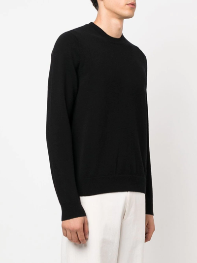 Comme Des Garçons Shirt V-neck Plain Ribbed Sweater In Schwarz