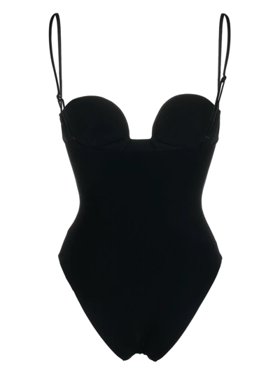 Magda Butrym Thin Shoulder Strap One-piece Swimsuit In Schwarz