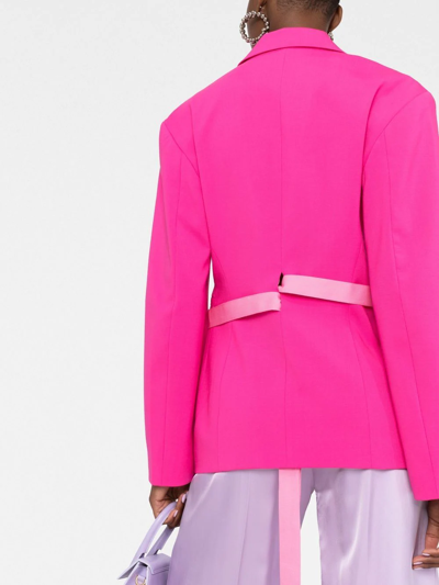 Shop Jacquemus Strap-detail Zip-up Blazer In Rosa