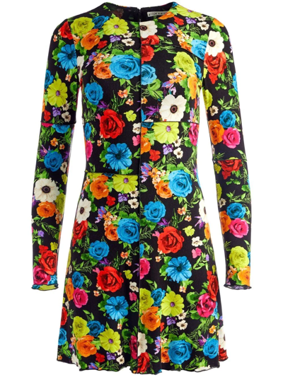 Shop Alice And Olivia Delora Floral-print Mini Dress In Schwarz