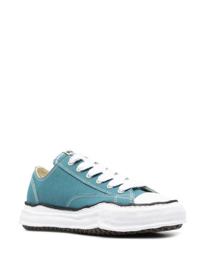 Shop Miharayasuhiro Distressed-finish Low-top Sneakers In Blau