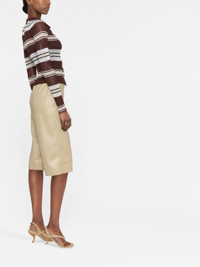 Shop Jacquemus Sognu Pleated Sheer Shirt In Brown