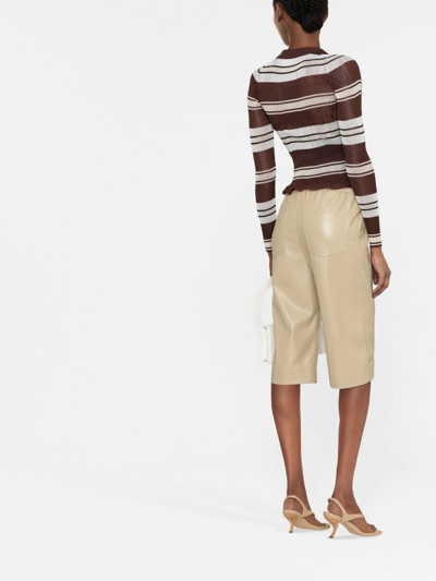 Shop Jacquemus Sognu Pleated Sheer Shirt In Brown