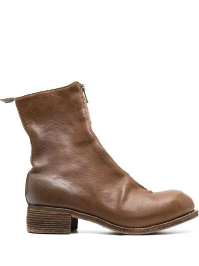 Shop Guidi Front-zip Round-toe Boots In Braun