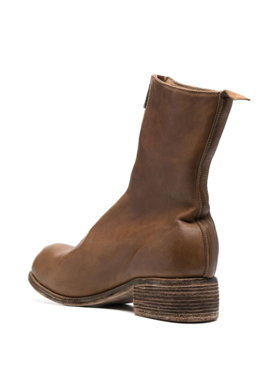 Guidi Front-zip Round-toe Boots In Braun