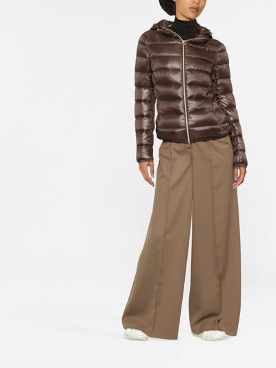 Herno High-shine Puffer Jacket In Braun