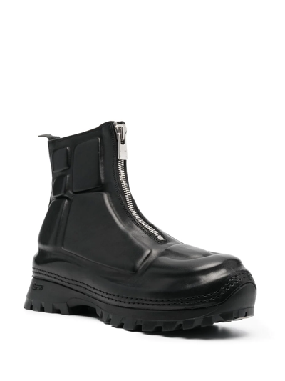 Guidi Zip-front Leather Ankle Boots In Schwarz