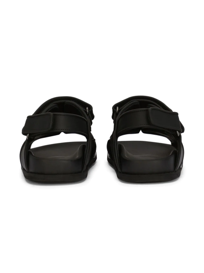 Shop Dolce & Gabbana Dg-logo Touch-strap Leather Sandals In Black