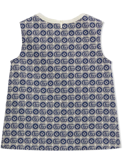Shop Gucci Double G Knitted Dress In Blue